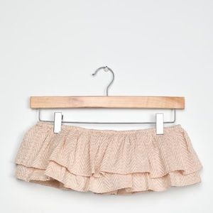 🔥Lulu's NWT Abryelle Blush Pink Embroidered Tiered Ruffle Strapless Crop Top S